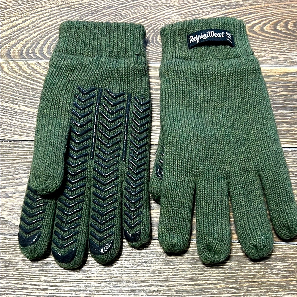 New Green Knit Gloves Black‎ Grip One Size Unisex Snow Ski Outdoors